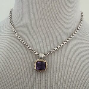 Lorenzo Sterling Silver and 18 kt Gold Amethyst Necklace with Chain